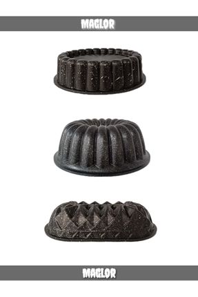 3 Adet Granit Döküm Kek Kalıbı Seti Tart-Dilimli-Baton Kek Kalıbı TB-9009