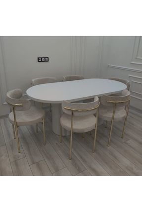 Yemek Masası Mutfak Masası 6 Kişilik Masa Sandalye Masa Sandalye Takımı (90x180)
