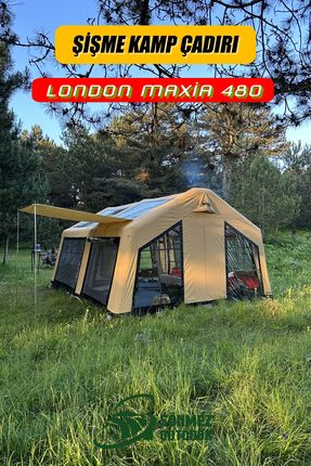 London Maxia 480 Şişme Kamp Çadırı (ÇÖL) | 14 Kişilik | 4 Mevsim