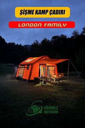 London Family Şişme Kamp Çadırı (TURUNCU) | 8-10 Kişilik | 4 Mevsim
