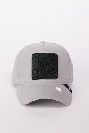 Erkek Gri %100 Pamuk Değiştirilebilir Stickerlı Şapka