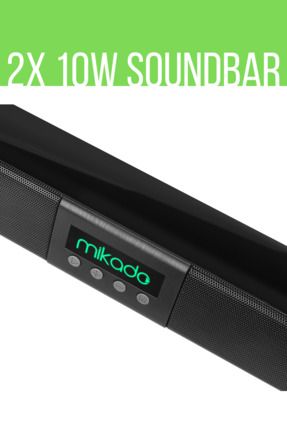MD-SB102 Siyah 2X10W 12V/1.5A BT+USB+AUX+TF Kartlı Ev Sinema Soundbar Speaker