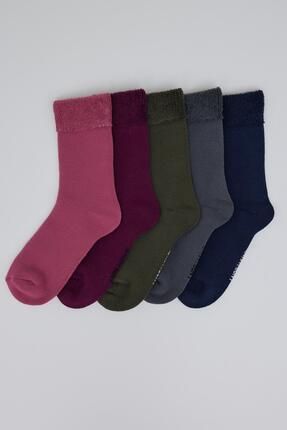 5'li Paket Kadın Soket Çorap Mix Pembe
