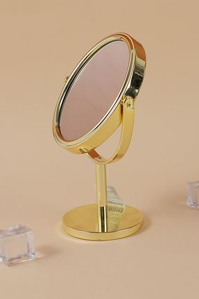 Mini Oval Masa Üstü Ayna Gold