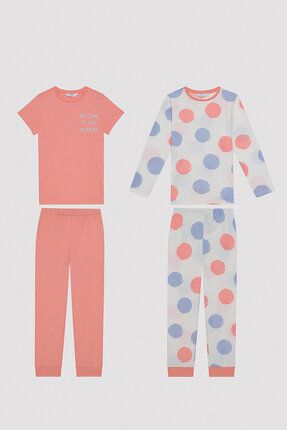 Kız Çocuk Big Dot Çok Renkli 2li Pijama Takımı