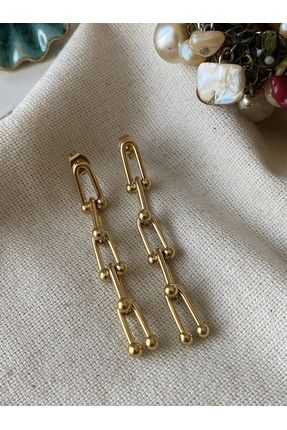 Gold chain link earrings deals