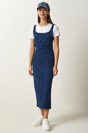 Denim store midi pinafore