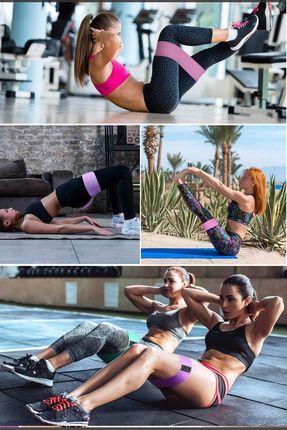 Cosfer Pilates Bandı Egzersiz Lastiği Yoga Bandı Sırt Kalça Bacaklar  Kolları Çalıştırma Spor Bandı 3'lü, 59%'YE KADAR İNDİRİM