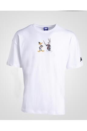 Authentic Dafor Warner Bros - Looney Tunes Unisex Beyaz Siyah Comfort Fit Tişört