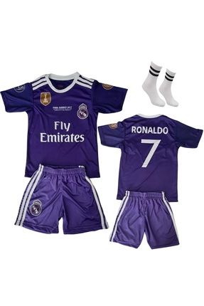 2017 Real Madrid Cardif Ronaldo Mor Çocuk Futbol Takım Forması 4'lü Forma Seti R7.12TİGER4