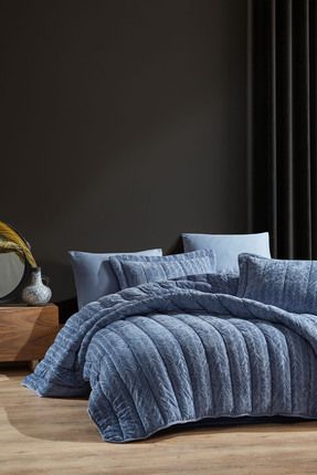 Comfort Yeni Nesil Uykuseti - 3 Parça Velvet Mavi (230x220cm)