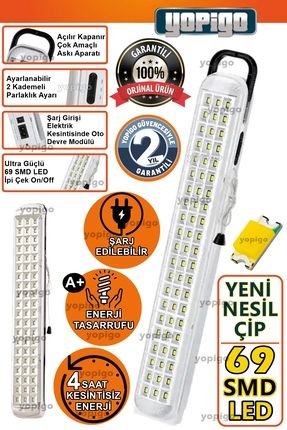 YP 69 Led Şarjlı Otomatik Işıldak 2 Kademeli Ledli Acil Aydınlatma Kafa Çadır Kamp El Feneri Lambası