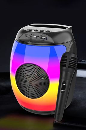 Işıklı Büyük Boy 10W Party Box Taşınabilir Şarjlı Mikrofonlu ZQS1438 Yüksek Bas Karaoke Hoparlör