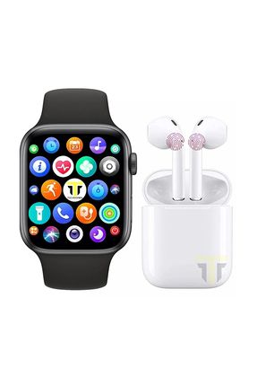 Akıllı Saat Plus Kablosuz Kulaklık ikili Siyah Set ios Android Smartwatch