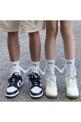 1 Adet Beyaz Mıknatıslı El Ele Tutuşan Çorap Arkadaşlık/sevgili/kombin/spor : Eğlenceli Ve Konforlu