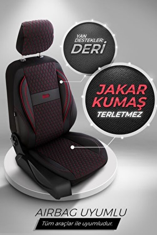 Deluxe Boss Jakar Kumas Deri Oto Koltuk Kilifi Fashion Serisi Siyah Renk Kirmizi Nakis Fiyati Yorumlari Trendyol