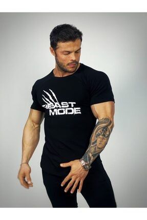 BLACK Erkek K rm z Beast Mode Fitness T shirt