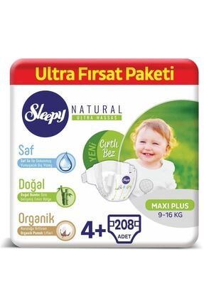 sleepy natural bebek bezi 4 numara maxi plus ultra firsat paketi 208 adet fiyati yorumlari trendyol