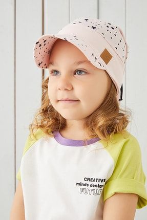 %100 Pamuklu El Yapımı Ekstra Yumuşak Kız Bebek Çocuk Vizyerli Pudra 4 Mevsim Fiyonklu Şapka