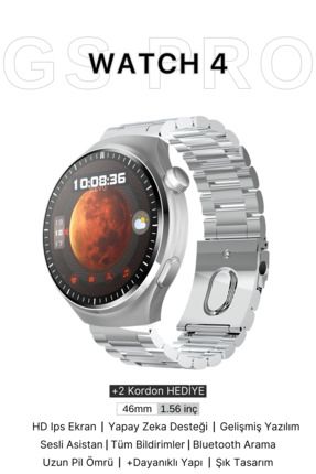 Watch Gs 4 Pro Akıllı Saat Iphone Ve Android Tüm Telefonlara Uyumlu Nfc&arama Gümüş Smartwatch