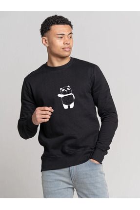 Erkek 2ip Örme Kumaş Pandaa Baskılı Sweatshirt Hırka