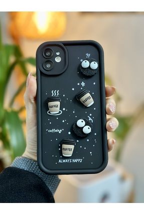 Iphone 11 Tasarımlı Siyah Coffee Kurabiye Yumuşak Silikon Kamera Korumalı Kılıf