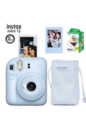 Instax Mini 12 Fotoğraf Makinesi-20li Film-Büzgülü Kılıf ve Fotoğraf Çerçevesi Seti 1