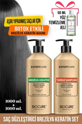 Saç Düzleştirici Keratin Bakımı 1000 ml Tuzsuz Arındırıcı Şampuan 1000ml Brezilya Fönü