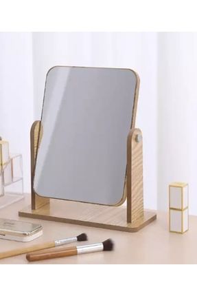 Ahşap Ayna Tek Taraflı Masaüstü Makyaj Aynası Prenses Masa Aynası Ergonomik Şık Tasarım 18x13cm