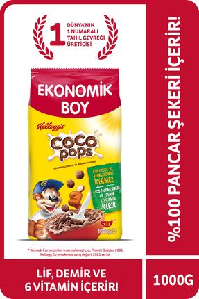 Coco Pops Çikolatalı Buğday Ve Mısır Gevreği 1000 Gr, Lif,demir Ve 6 Vitamin Içerir