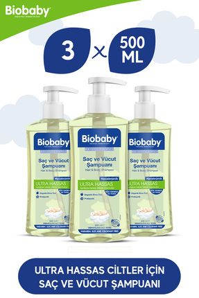 Ultra Hassas Saç Ve Vücut Şampuanı 500 ml Prebiyotik Allman Papatyası - Organik Içerik 3 Lü Set AL-8680512612445