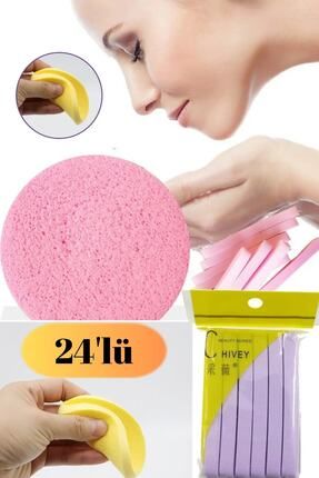 24 Adet Puf Sıkıştırılmış Temizleme Sünger Yüz Temizleme Yıkama Pedi Cilt Bakım Aracı Şık