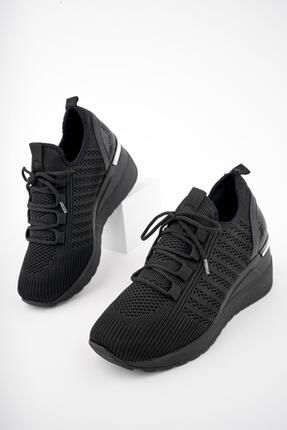Tyra Garantili Kadın Ortopedik Yüksek Taban Günlük Bağcıklı Triko Sneaker Spor Ayakkabı