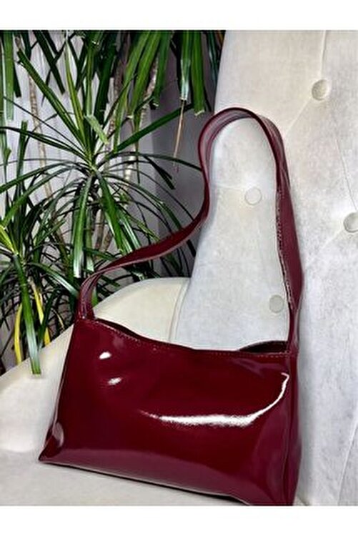Kadın Baget Model Cherry Red Rugan Bordo Omuz Çantası cherryred24099