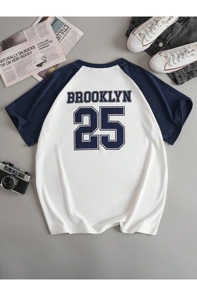 Unisex Brooklyn 25 Baskılı Reglan Kol Oversize T-shirt