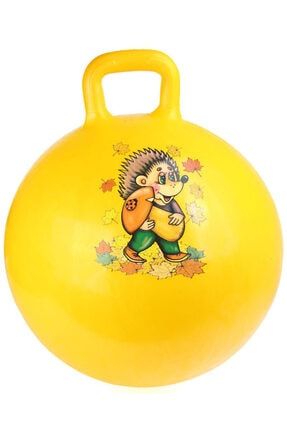 Sarı Tutmalı Zıplayan Pilates Topu - Çocuk Oyun - Spor - 55 Cm , 450 gr .