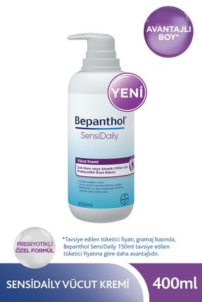 Sensidaily Pompalı Vücut Kremi 400 ml l Çok Kuru veya Atopik Ciltler İçin Prebiyotikli Özel Formül