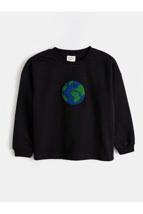 Çocuk Dünya Süzene Sweatshirt (2-7 Yaş) - Siyah