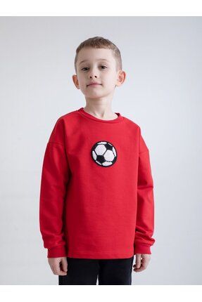 Çocuk Futbol Topu Süzene Sweatshirt (2-7 Yaş) - Kırmızı