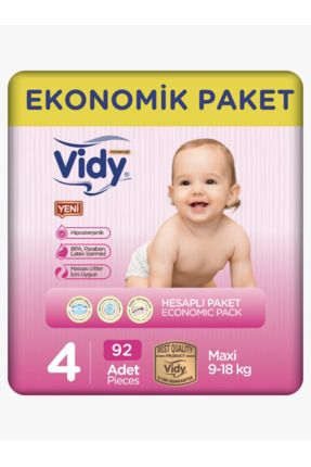 Bebek Bezi 4 Numara Maxi Premium 92 Adet 46x2 Paket Ekonomik/9-18 Kg/sızdırmaz Emici Hipoalerjenik
