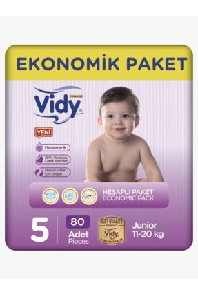 5 Numara Bebek Bezi Junior Premium 80 Adet 40x2 Paket Ekonomik /11-20 Kg/sızdırmaz Hipoalerjenik