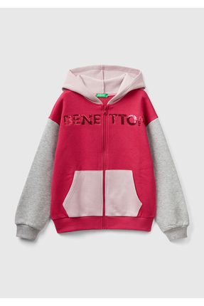 Kız Çocuk Gri Mix Benetton Logo Baskılı Sweatshirt