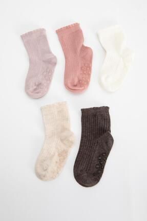 Kız Bebek 5'li Pamuklu Uzun Çorap