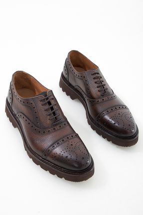 Erkek Kahverengi Hakiki Deri Klasik Ayakkabı