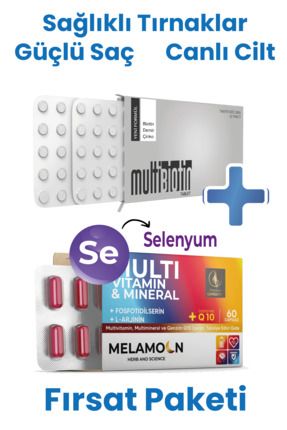 Biotin 5000 Mcg ve Melamoon Multivitamin mineral Zenginleştirilmiş Saç Ve Tırnak Vitamini-Selenyum