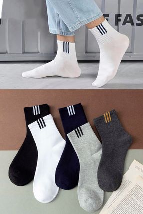 5 Çift Erkek Çizgi Desenli Tenis Çorap