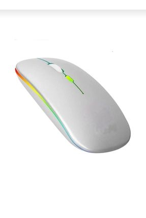 Kablosuz Wireless 4 Tuşlu RGB Işıklı Sessiz Mouse Beyaz