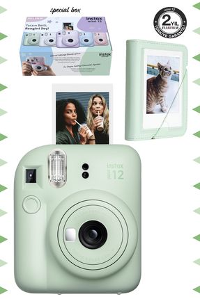 Instax mini 12 Yeşil Fotoğraf Makinesi ve 28'li Mini Albüm Seti