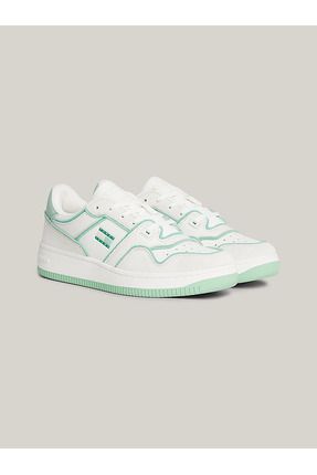 Kadın Marka Logolu Bağcıklı Kaydırmaz Tabanlı Günlük Beyaz Sneaker EN0EN02420-MAJ