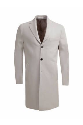 Mono Yaka Regular Fit Tek Yırtmaçlı Yünlü Klasik Taş Örme Palto
